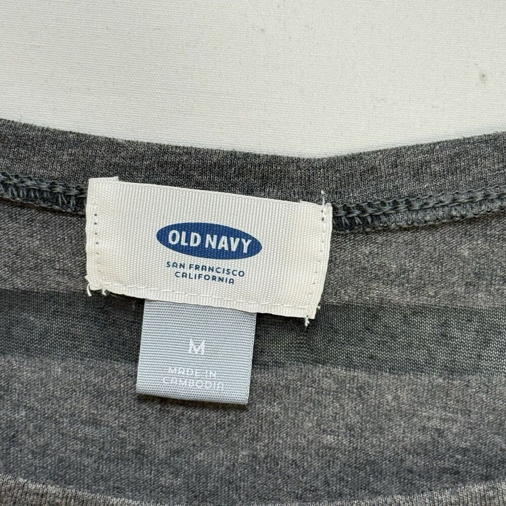 Old Navy Gray Black Stripes Short Sleeve Pullover Top Size M - Picture 12 of 16
